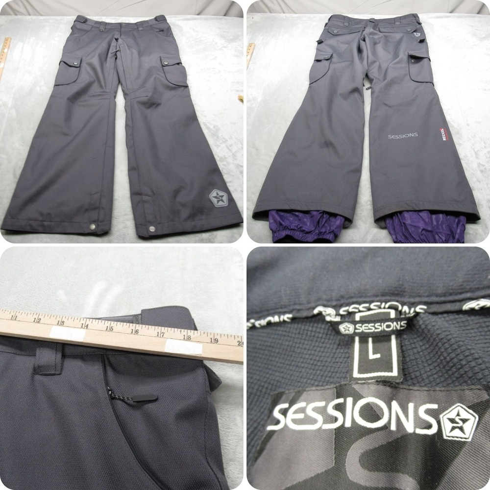 Sessions Alternative Snow Pants Womens Large‎ Gray Waterproof Recco Cargo 36x32